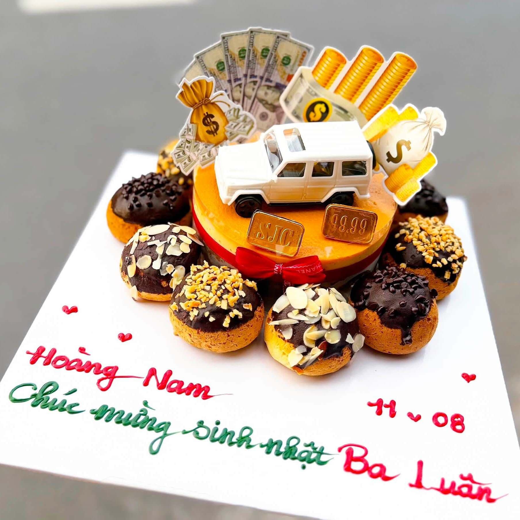 Bánh Sinh Nhật Gato Flan size 14cm và Su Sing Socola Hạnh Nhân