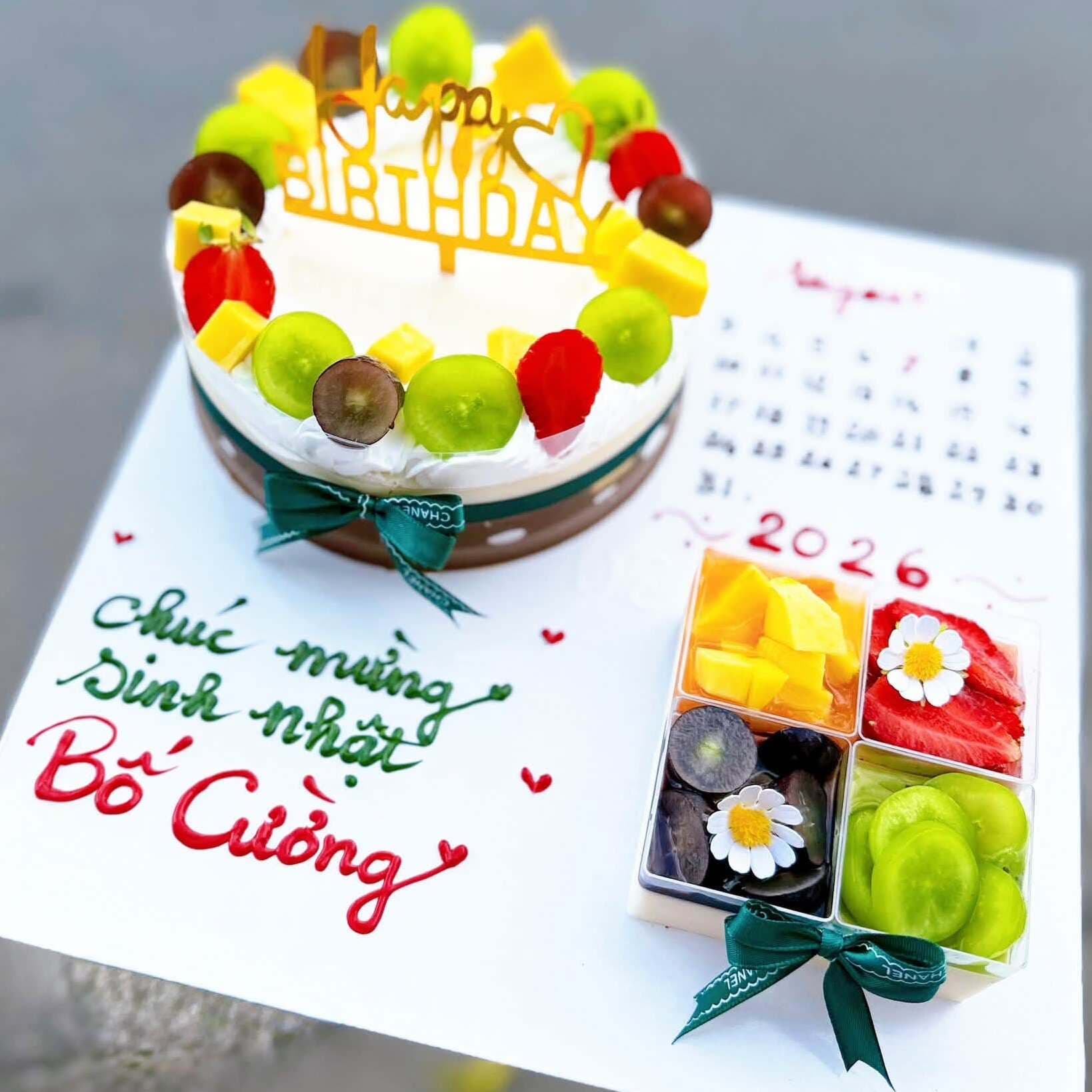 Bánh Sinh Nhật Rau Cau Flan size 18cm và 4 cúp Panna Cotta