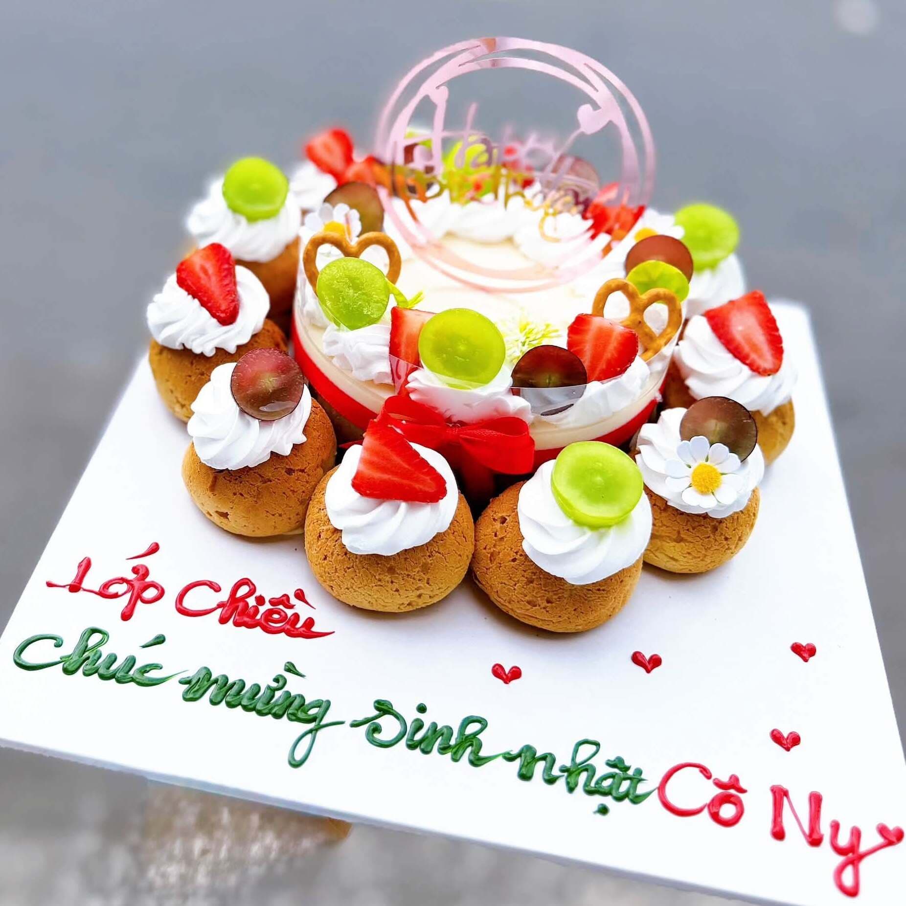 Bánh Sinh Nhật Rau Câu Flan size 14cm tròn và 10 su sing