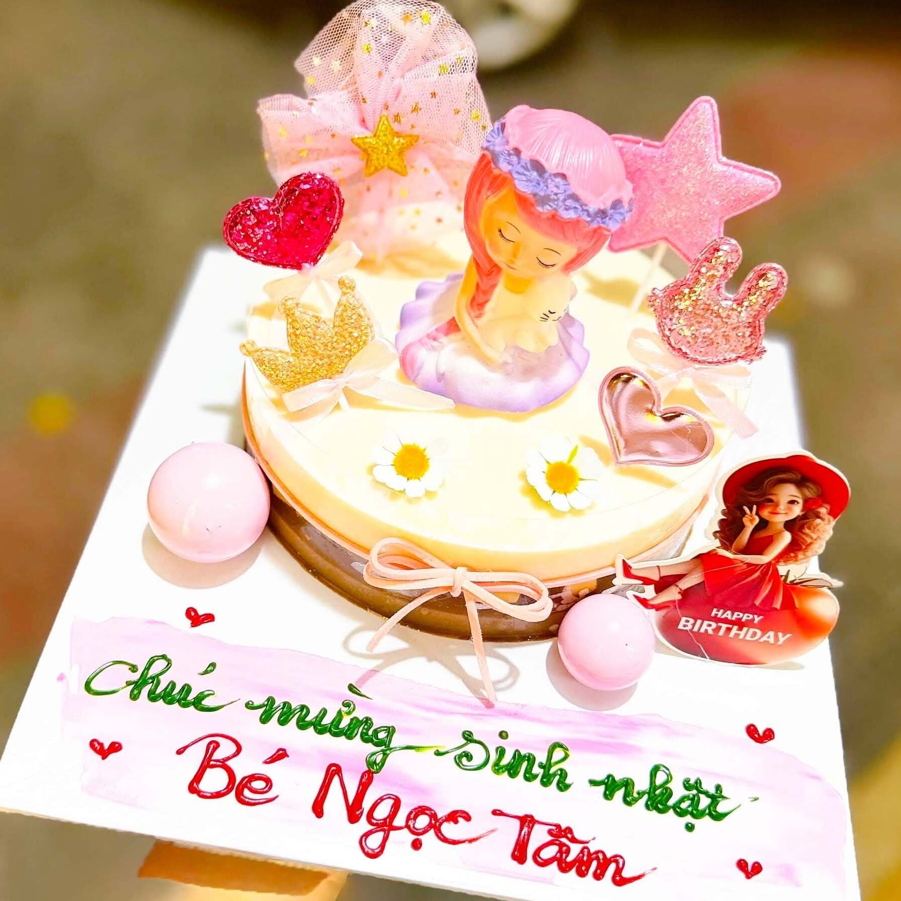 Bánh Sinh Nhật Rau Câu Flan size 16cm - Bé Gái