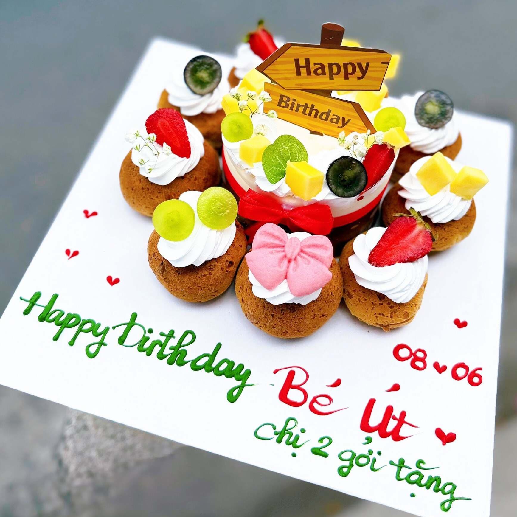 Bánh Sinh Nhật Rau Câu Flan size 10cm và 7 Su Sing